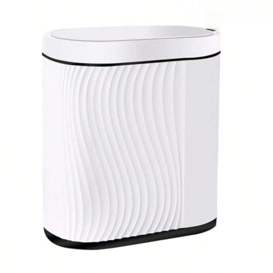 Botes de Basura8L Cubo De Basura Automático Con Sensor Para Baño Cubo de Basura de Plástico Botes de Basura Inteligente inteligente con tapa para Inodoro Blanco con borde negro - Blanco con borde negro - Ver 1