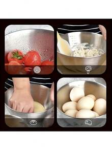 带刻度的不锈钢搅拌碗，日式加厚碗，适用于烹饪、搅拌、揉面、打发、沙拉、烘焙 - 彩色 - 查看 7