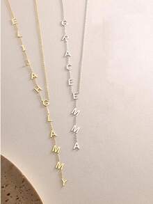 1件定制字母项链，个性化名字吊坠项链，金色Y形项链，不锈钢链，女士定制礼物，伴娘首饰，母亲节礼物，情人节礼物，毕业礼物，庆典礼物，适合日常佩戴和派对装饰，女士惊喜礼物，个性化项链，女士首饰，女士项链，生日礼物，周年纪念礼物 - 多色4 - 查看 2