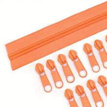 1 Set = 5m Zipper + 10pcs Metal Zipper Pulls, Colorful Nylon #3 Zipper With 10pcs Matching Metal Zipper Pulls, Suitable For Garments, Textiles, Bags - 5m Zipper + 10pcs Metal Zipper Pulls - View 20