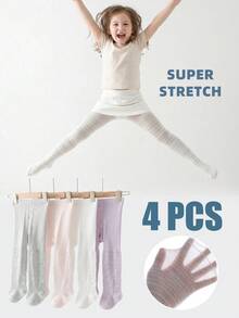 4 PCS Toddler Girl's Summer Breathable Tights Kids Leggings – Lightweight, Soft & Mosquito-Resistant - Multicolor - View 14