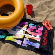1pc Custom Name Artistic Gymnastics Beach Towel - 100% Polyester Contemporary Printed Design, Oblong Shape For Yoga, Travel, Swimming, Beach, Fitness, Camping - Perfect Gift For Friends & Family, Personalized Beach Towel, Yoga Mat, Vibrant Print, Soft Texture, Yoga Practitioners, Durable Material, Fitness Enthusiasts - 31.5 英寸 - 62.99 英寸 - 查看 9