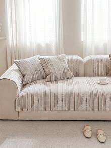 1pc Bohemian Style Linen-Look Sofa Cover, Multi-Color Design Sofa Cushion For All Seasons, Protective Pet-Friendly Sofa Pad Suitable For 1-Seater, 2-Seater, 3-Seater, 4-Seater Sofas - Khaki - View 7