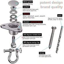 9M 2 Sets of Bearing Smooth Rotary Stainless Steel Hanger Heavy Duty 180°+360° Rotary Swing Swing Hook 1500 lb Capacity Wooden Concrete Playground Yoga Hammock Chair Rope Punch Bag Porch Swing Set - como en la foto - Ver 3