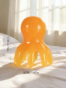 1 pieza Peine de masaje de pulpo de 8 púas, con dientes lisos y redondeados en amarillo, verde y naranja, masaje suave para aliviar el cuero cabelludo, portátil para usar en casa, viajes y regalos - Peine de pulpo - Ver 3