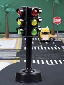 Juguete modelo de señal de tráfico interactiva, escena de simulación con semáforos y señales de tráfico realistas, luces de señal de cruce peatonal, juguete creativo de conciencia de vial, sin necesidad de electricidad, tema de fiesta de construcción, juguete de escritorio, regalo de Año Nuevo - Multicolor - Ver 9