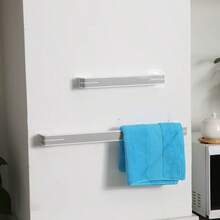 Juego de accesorios de baño, cepillo de inodoro de material de silicona de lujo transpirable, estante para zapatillas, toallero, jabonera, organizador triangular, estante de almacenamiento rectangular, solución todo en uno, instalación sin taladrar - 296-Negro - Ver 3