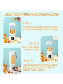 1pc 15.22oz Portable USB Rechargeable Blender And Juicer | Compact Fresh Fruit Smoothie Maker, Instant Nutrition For Cold Drinks, Camping And Meals, Large 450ml Capacity, Adjustable Speed, No Filter Needed, Essential For Camping, Modern Kitchen Gadget, Durable Plastic Blender - Multicolor - View 9