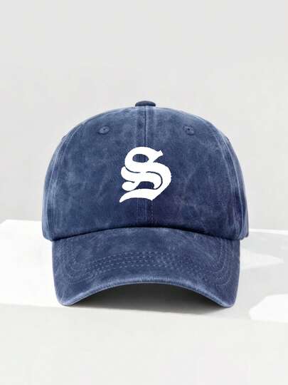 1pc Unisex Letter Printing Washed Baseball Cap Vintage Adjustable Outdoor For Travel Beach For Boys And Girls Men Women