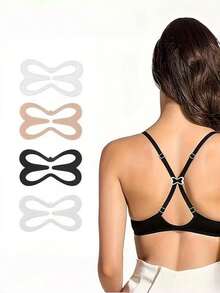 6pcs Flower, Butterfly, Heart, Geometric Pattern Bra Shoulder Strap Anti-Slip Buckle, Adjustable For All Seasons, Invisible Bra Fastener - Black - View 5