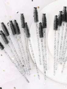 1套一次性睫毛刷、尼龙刷毛眉刷、无香睫毛膏刷（带ABS塑料手柄），适合中性肌肤 - 粉色和黑色刷头套装 - A - 查看 8