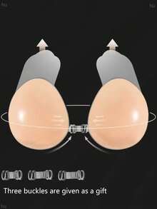 1 Pair Silicone Seamless Backless Invisible Bra With Self-Adhesive Padded Cups - Multicolor - View 2