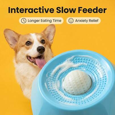 Multifunctional Pet Licking Bowl, Dog Cat Slow Feeder With Octagon Non-Slip Base, Anti-Choking Oral Cleaning Enrichment Toy