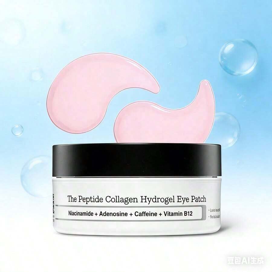 Pink Peptides Collagen Hydrogel Eye Patch, 60 Under Eye Patches For Puffy Eyes And Dark Circles, Korean Skin Care, Moisturizing And Soothing, Suitable For Daily Use, Women, And Gift H813 - Pink and White - View 1