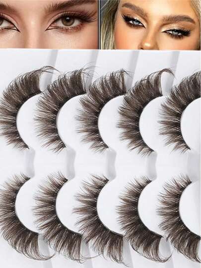 Thanks To This Box Of Transparent Stem Brown Eyelashes, The Slanted Fly Design Is Perfect For Almond Eyes, Shining Like A Must-Have Skill For The Whole Game!