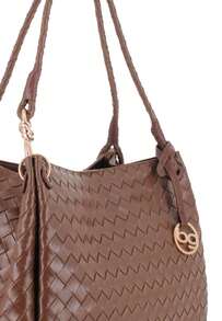 Blogger Sac bandoulière femme MAGDALENA, marron à motif tissé ✅ Livraison en 24/72h en Espagne continentale - Tabac - Voir 4