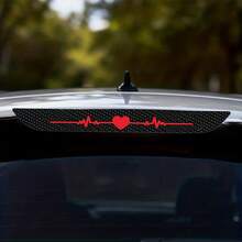 1pc High Mount Brake Light Sticker, Heartbeat Tail Light Sticker, Carbon Fiber Matte Texture, High Visibility Decal To Enhance Vehicle Safety - A - View 2