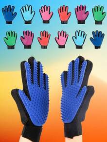 1pc/2pcs Pet Grooming Gloves, Deshedding And Massage Function Grooming Gloves For Dogs And Cats To Remove Loose Hair, Cat Cleaning And Grooming Gloves, Pet Grooming Massage Cat Gloves, Deshedding Gloves, Brush. - Multicolor - View 2