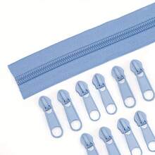 1 Set = 5m Zipper + 10pcs Metal Zipper Pulls, Colorful Nylon #3 Zipper With 10pcs Matching Metal Zipper Pulls, Suitable For Garments, Textiles, Bags - 5m Zipper + 10pcs Metal Zipper Pulls - View 10