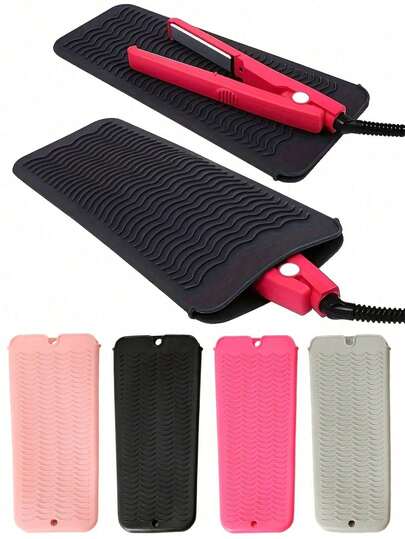 1 Set de Alfombrilla de Silicona Resistente al Calor y Bolsa de Almacenamiento para Herramientas de Cabello, Adecuado para Plancha, Rizador, Bigudíes, Herramientas de Peinado, Estuche de Maquillaje de Viaje, Accesorios, Regalo para Mujer, Regalo de Navidad, Idea de Regalo para Mujer, Decoración de Habitación