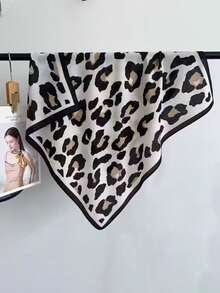 1PC Women's Classic Wild Leopard Print 70*70 Bandana Square Scarf Popular Sun Protection Multifunctional Satin Headscarf Suitable For Daily Wear - Multicolor - View 2