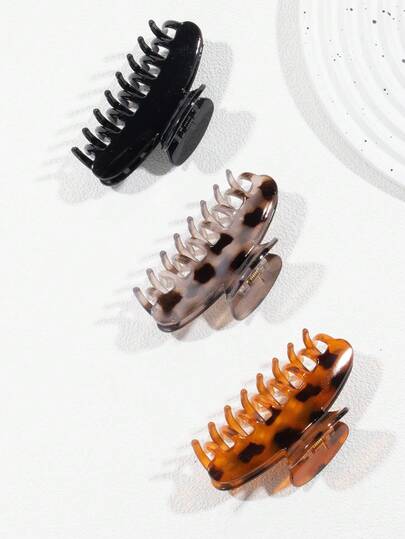 3个复古发夹，多功能几何镂空玳瑁纹和豹纹发夹，大号豹纹发夹，适合淋浴时佩戴