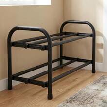 Expandable Shoe Rack 2-Tier Metal Shoes Shelves For Front Door Entrance For Entryway Closet Doorway Black - 黑色 - 查看 6