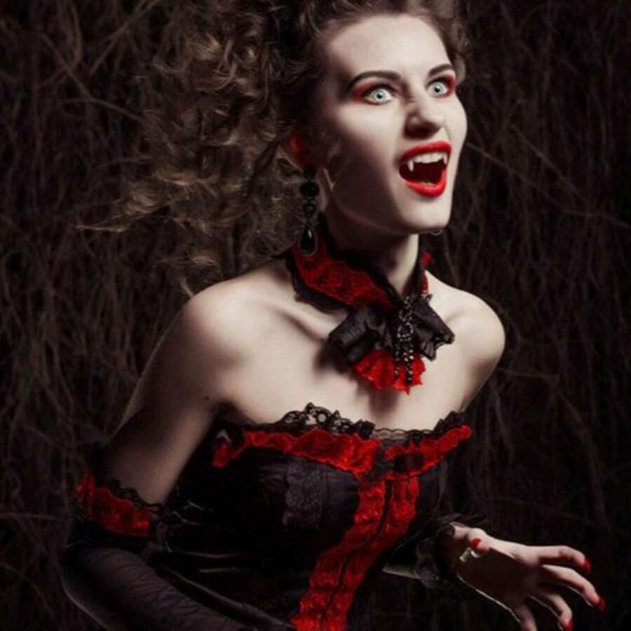 尖牙白乳牙道具，僵尸獠牙假牙套装，Spoofish恶作剧派对獠牙套装，化装舞会派对道具 - 白色 - 查看 1