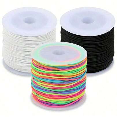 Yiwu Qiyou Accessories Co., LTD 1根/3根黑白混色0.8毫米玉绳，适用于制作手链、项链、手机挂绳及各种DIY手工饰品