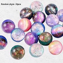 32个装什锦星空弹力球，星形图案，适用于扭蛋机、减压玩具、户外游戏和派对装饰，彩色闪光星空设计，高弹耐用，颜色随机混合，节日礼物、小玩意、学生减压玩具、户外游戏道具 - 彩色 - 查看 4