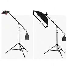 Studio Photo Video Light Stand Telescopic Boom Arm Holder 360° With Sandbag -UK - View 5