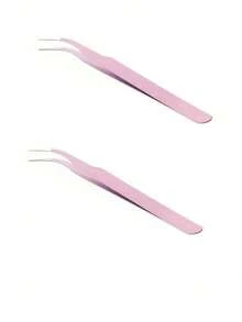 2pcs Curved Colorful Tweezers, Suitable For Nail Stickers, Rhinestone Decoration, Eyelash Extension, DIY Tools, Random Color, Back To School Supplies - Multicolor - View 10