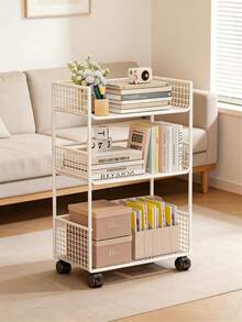 Bookcases - Beyaz üç katlı büyük boy - tekerlekli 40*20*53CM - Görünüm 4