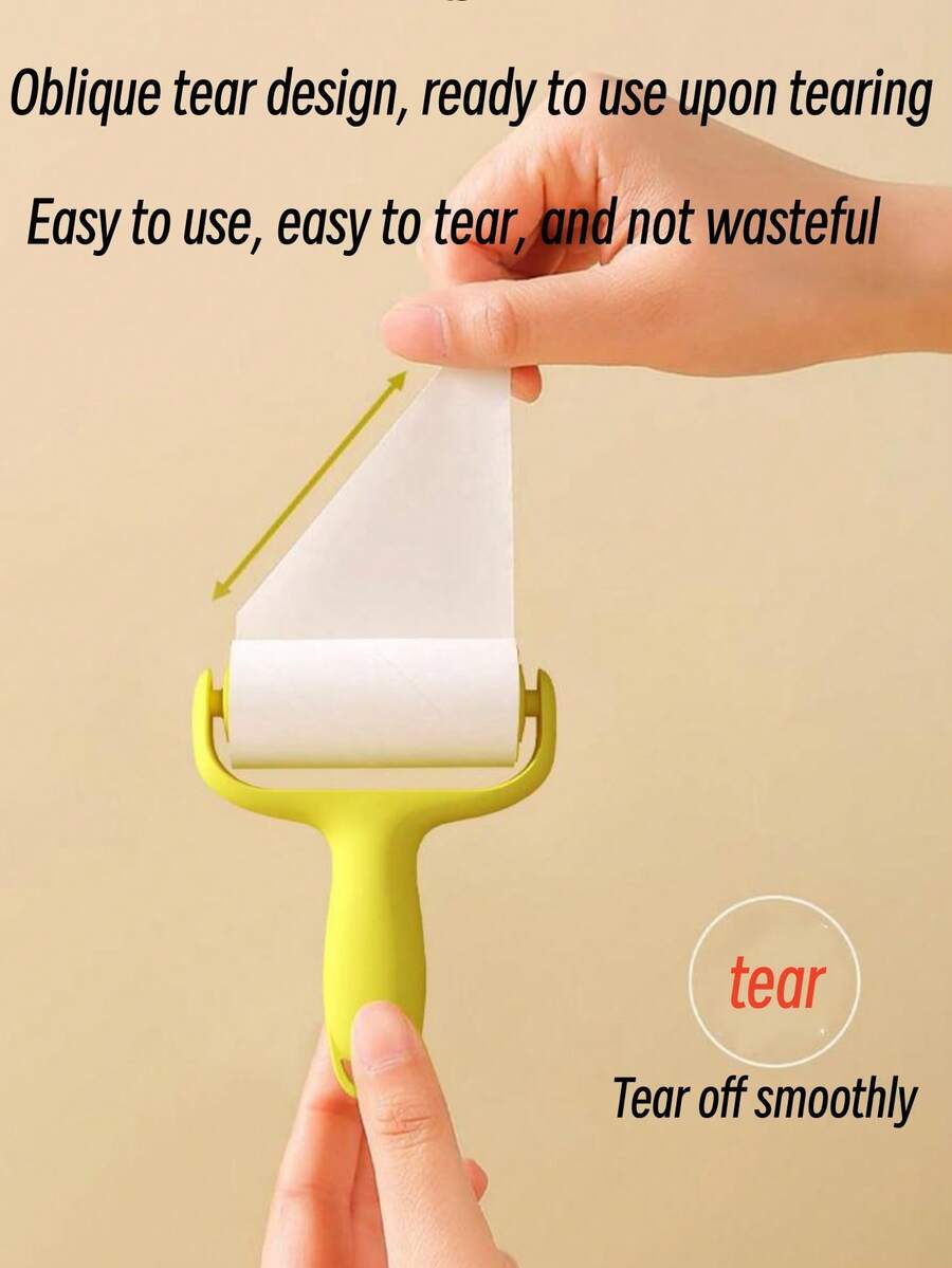 1 Set (3 Rolls, 90 Sheets) Mini Lint Roller, Refillable Sticky Roller Brush, High Adhesive Pet Hair Remover - 1 Controller + 3 Replacement Cartridges - View 1