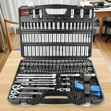 46pcs Socket Wrench Set, Universal Auto Repair Tool Kit With Ratchet And Extension Bar, Durable Combination Mechanical Tool Box - Multicolor - View 1