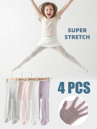 4 PCS Toddler Girl's Summer Breathable Tights Kids Leggings – Lightweight, Soft & Mosquito-Resistant