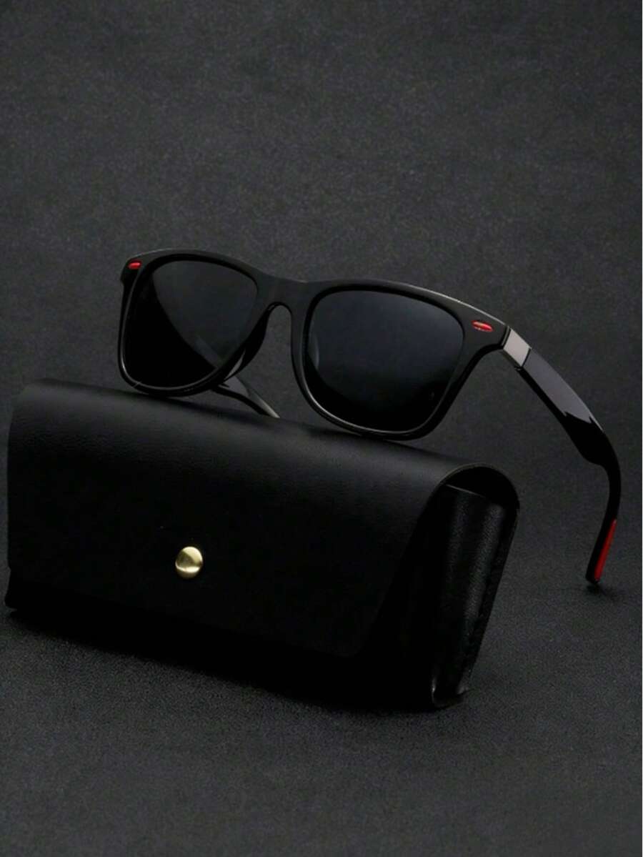 1 chiếc kính phân cực kiểu dáng cổ điển, thích hợp cho du lịch, leo núi, lái xe, câu cá. Thiết kế tròng kính phân cực màu đỏ, đinh tán đỏ, kèm miếng đệm silicon chống trượt, giảm sốc, kính thời trang đường phố. - Mắt kính phân cực màu xám gọng đen/móng gạo đỏ cao su đỏ - Xem 1