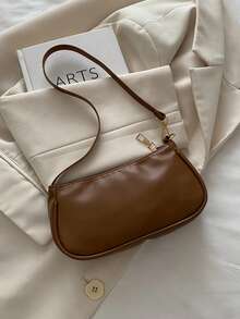 Fashionable Minimalist Letter Print Handbag, Shoulder Bag For Women - Brown - View 11