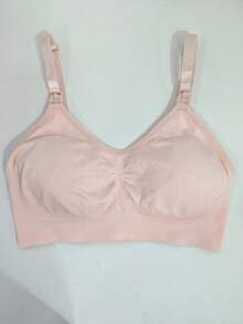 Hart & Haze 1pc Maternity & Nursing Bra, Light Pink Seamless Wireless Bra, Adjustable Shoulder Straps Suitable For Pregnancy And Postpartum - Baby Pink - View 7