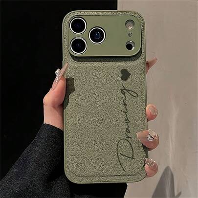 1 pieza Funda de teléfono personalizada con grabado láser, disipación de calor magnética a prueba de golpes, a prueba de caídas, a prueba de arañazos y a prueba de huellas dactilares, diseño minimalista nórdico original, estilo de lujo creativo de nicho de moda, disponible en negro, blanco y naranja, adecuado para negocios y parejas. Ajuste preciso, protección completa, artesanía de grabado láser delicada, carga conveniente
