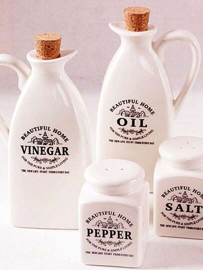 2pcs/Set Ceramic Canister Spice Jar Set (1 Large + 1 Small), Random Color & Pattern (Minor Abrasion On Bottom, Refer To Actual Product)