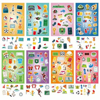 FIFA 16pcs/Set Football World Cup Cartoon Stickers, Waterproof Sticker Decals For Kids Scrapbooking, Stationery (Random Style)
