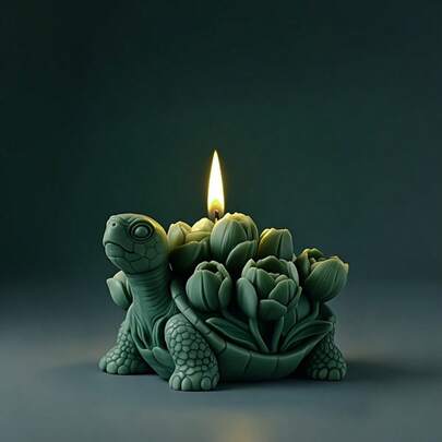 1 pieza Molde de vela en forma de tulipán con tortuga, adecuado para jabón hecho a mano, yeso y manualidades de resina, excelente para decoración del hogar y regalos únicos