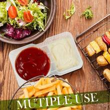 20pcs Portable Dual Compartment Condiment Containers - Reusable Plastic Sauce And Dip Cups For Travel, Snacks And Meal Prep (Transparent), Dual Compartment Containers Suitable For Dipping Bowls - Clear - View 9