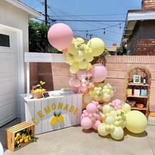 Pink And Yellow Balloon Set, 60/15/25/30pcs Light Pastel Pink Macaron Yellow Sand White 10-Inch Latex Balloons Helium Women Bee Bear Theme Birthday Bride Wedding Baby Shower Room Decoration Party Decor - A-1 - View 2
