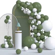 104 piezas Kit de arco de globos verde y rosa, set de guirnalda de globos de cumpleaños verde, rosa y albaricoque de 5, 10 y 18 pulgadas para decoración de fiestas, bodas y aniversarios - Ver 6