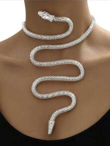 1条女士金属缠绕蛇形脚链，适合日常佩戴 - 銀色 - 查看 5