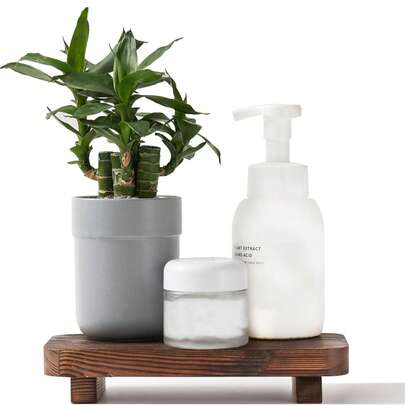 Giá đỡ khay gỗ cổ điển, kiểu dáng đồng quê, nhỏ nhắn, trang trí, bằng gỗ, có chân đế nâng, dùng cho phòng tắm, bàn trang điểm, quầy, bồn rửa, nhà bếp, giá đựng xà phòng.