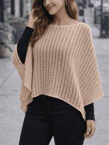 Women's Batwing Sleeve Cape Blouse, Lace Knit, Autumn - Cát - Xem 1
