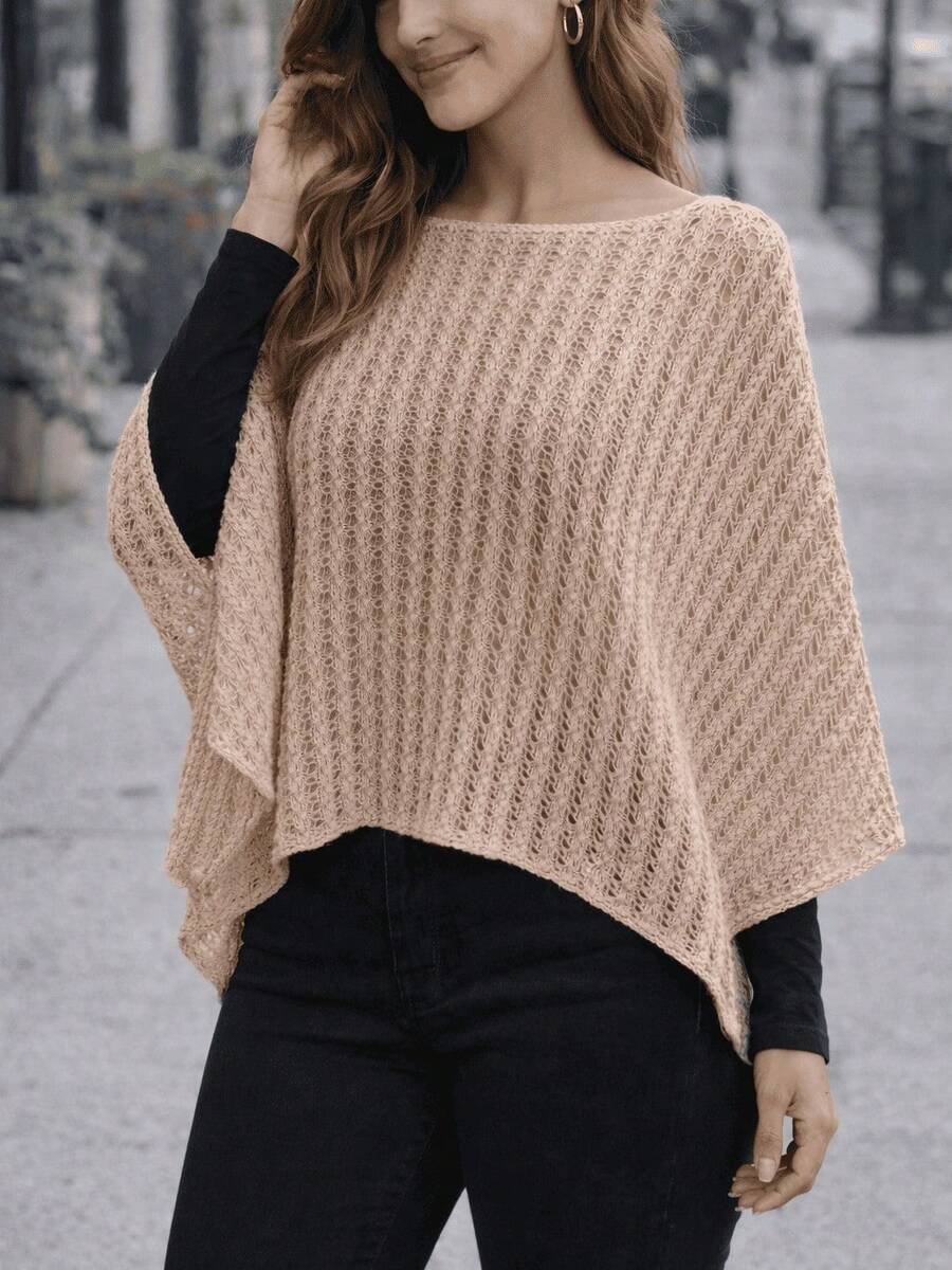Women's Batwing Sleeve Cape Blouse, Lace Knit, Autumn - Cát - Xem 1